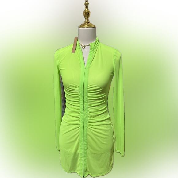 SKIMS Vibrant Lime Ruched Coverup - Picture 1 of 5